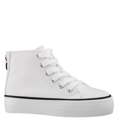 Girls Tanya White Canvas High Top Sneakers | Nina Shoes
