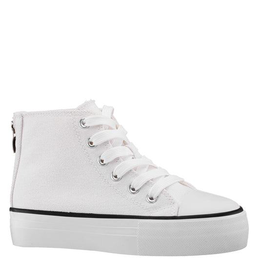 Girls Tanya White Canvas High Top Sneakers | Nina Shoes