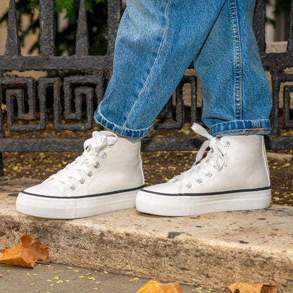 Girls Tanya White Canvas High Top Sneakers | Nina Shoes