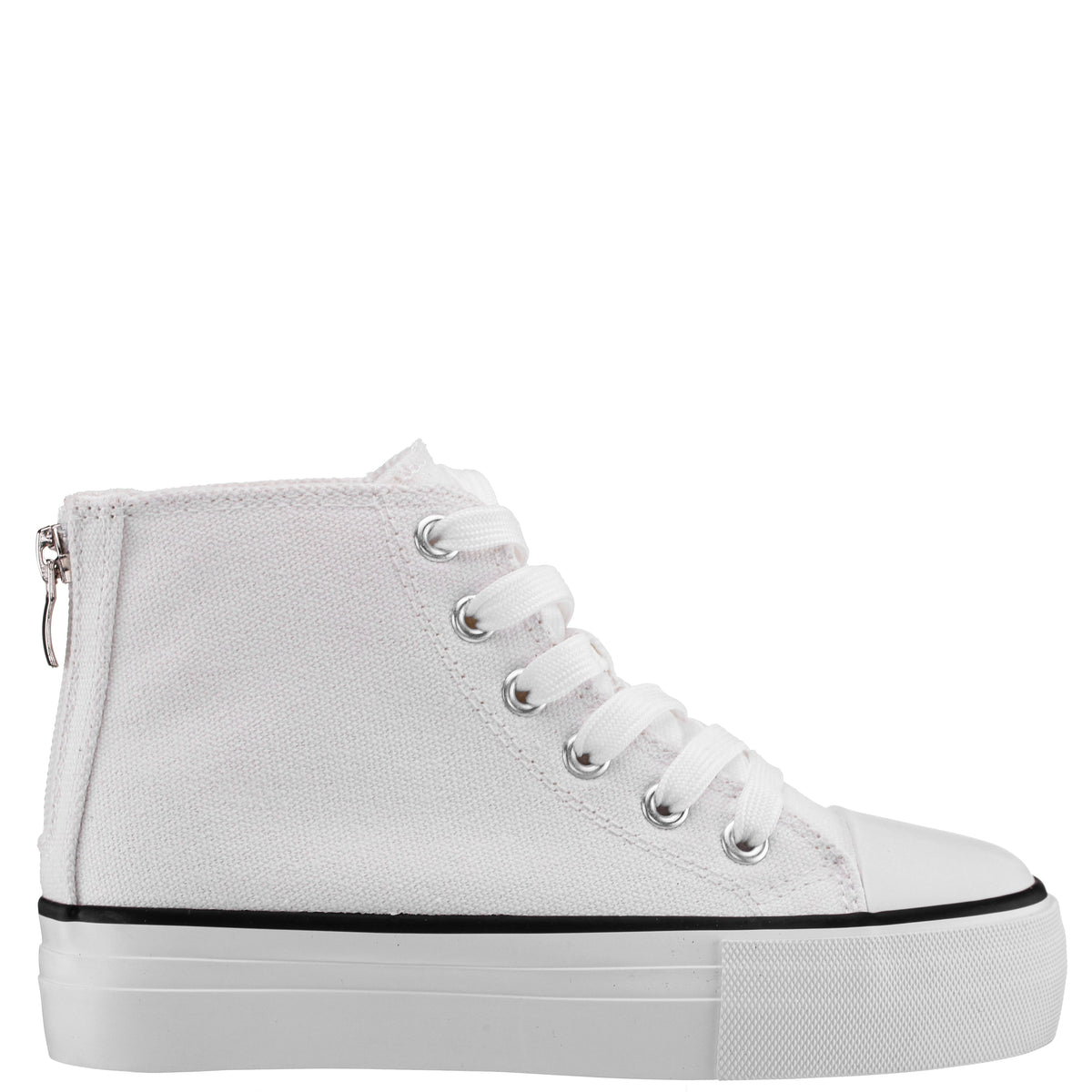 Girls Tanya White Canvas High Top Sneakers | Nina Shoes