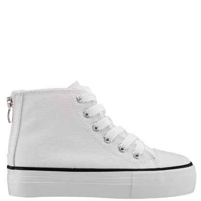Girls Tanya White Canvas High Top Sneakers | Nina Shoes