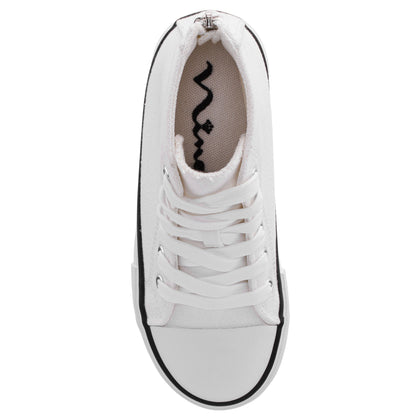 Girls Tanya White Canvas High Top Sneakers | Nina Shoes