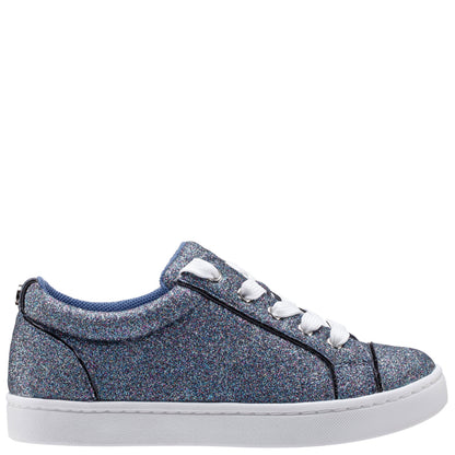 Girls Portia Blue Glitter Low Top Sneakers | Nina Shoes