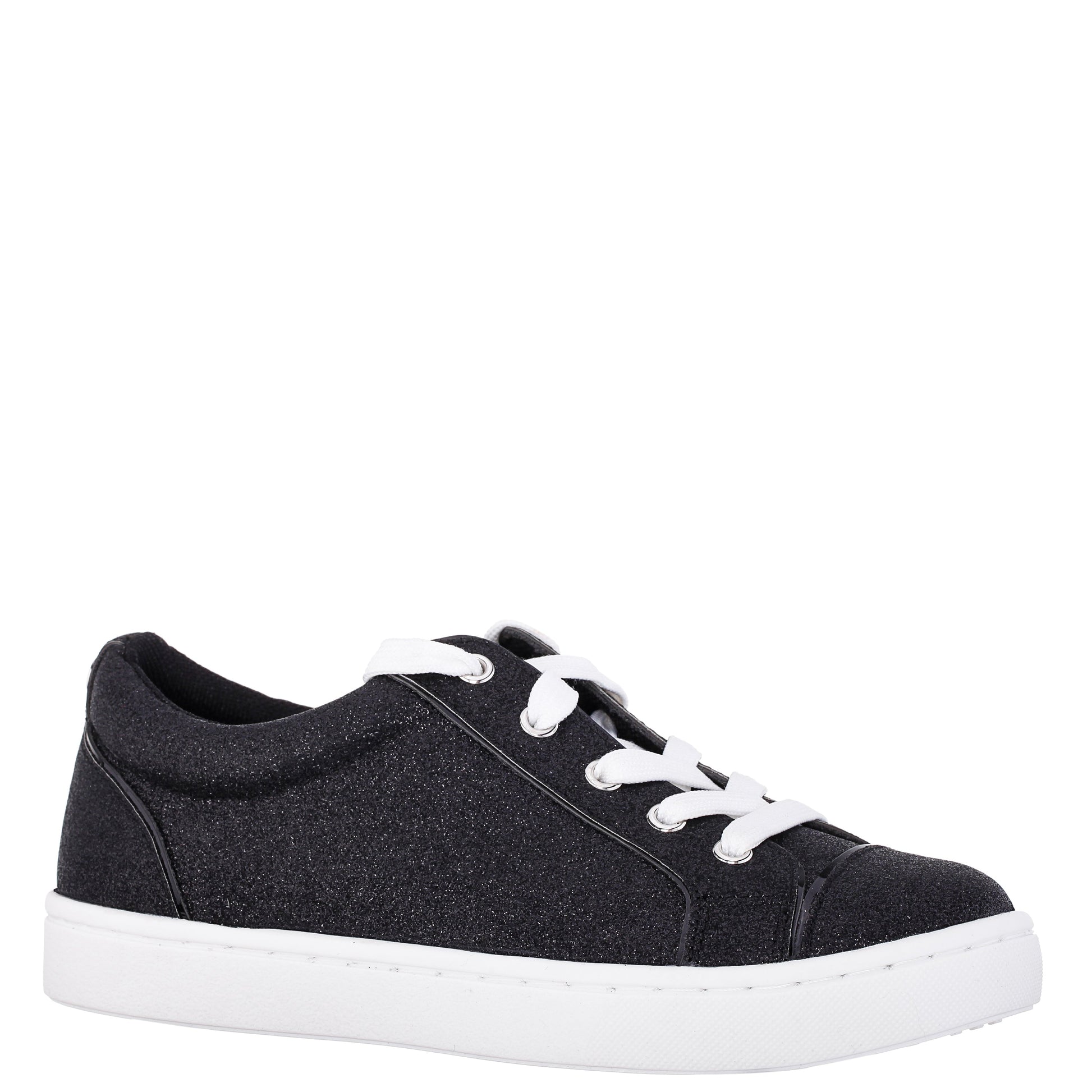 Girls Portia Black Glitter Low Top Sneakers | Nina Shoes