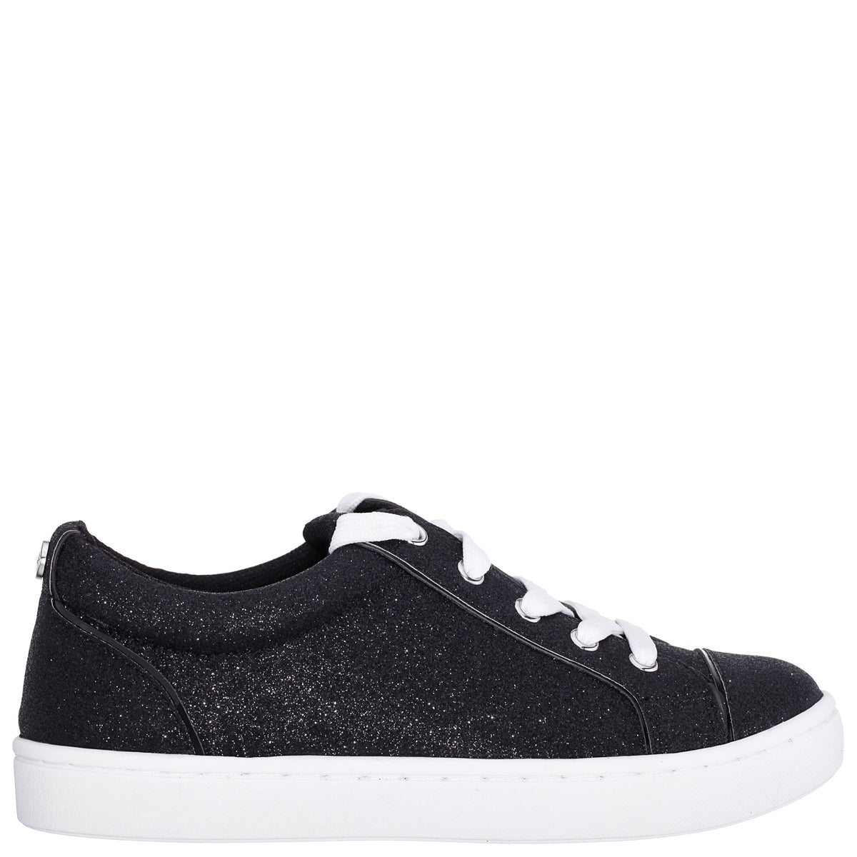 Girls Portia Black Glitter Low Top Sneakers | Nina Shoes