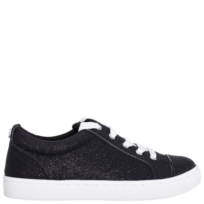 Girls Portia Black Glitter Low Top Sneakers | Nina Shoes