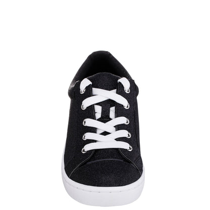 Girls Portia Black Glitter Low Top Sneakers | Nina Shoes