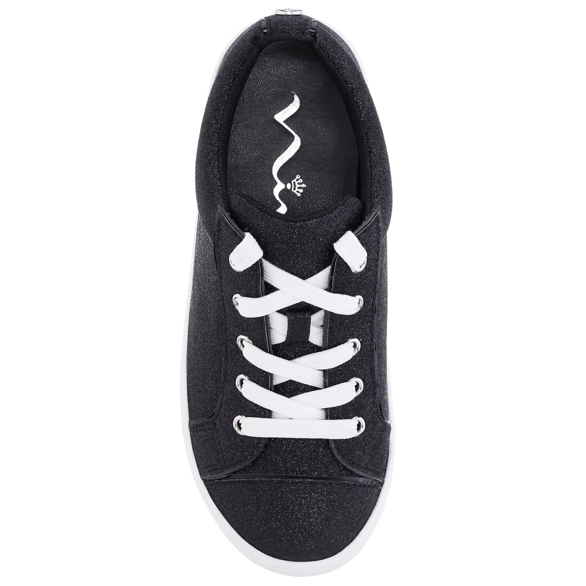 Girls Portia Black Glitter Low Top Sneakers | Nina Shoes