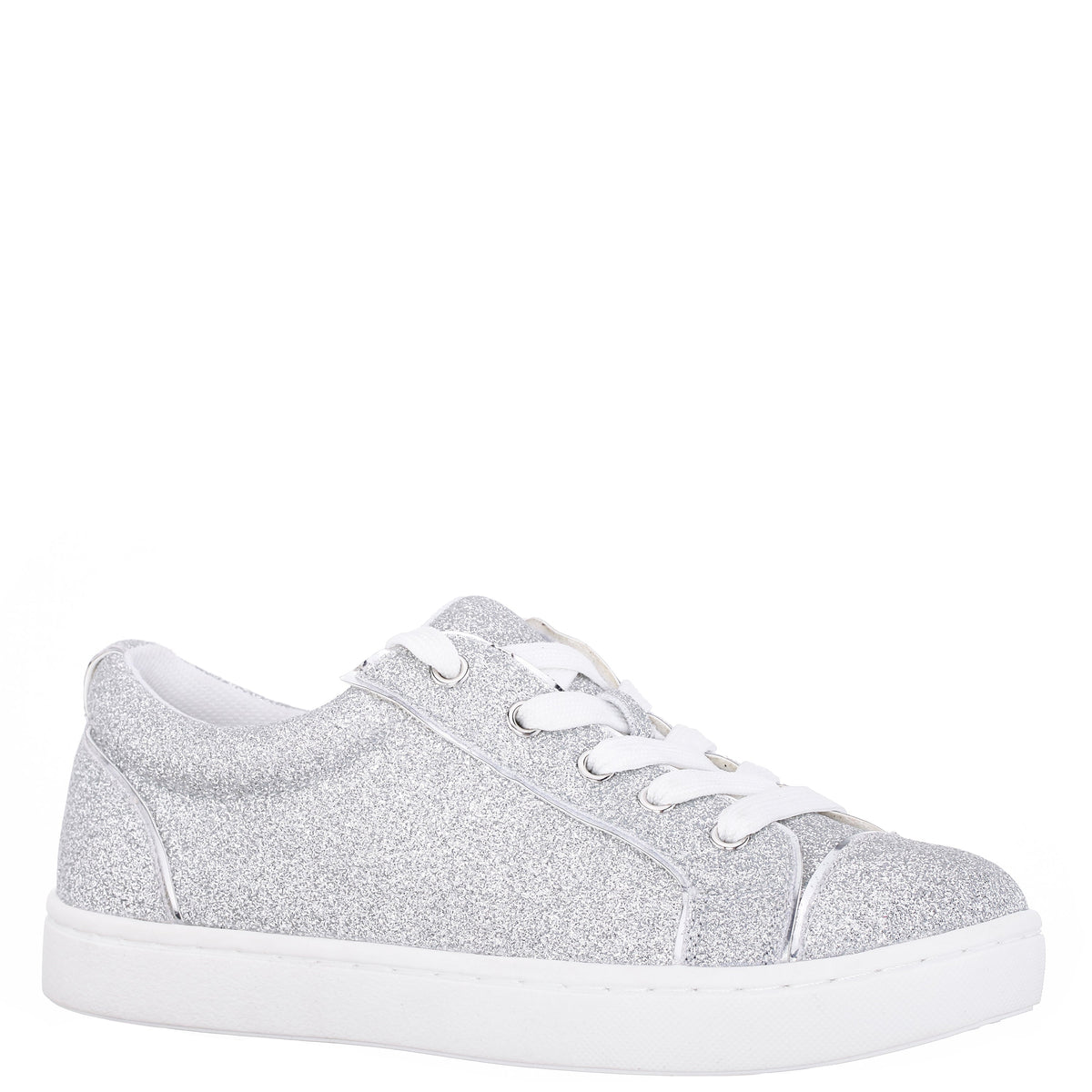 Girls Portia Silver Glitter Low Top Sneakers | Nina Shoes