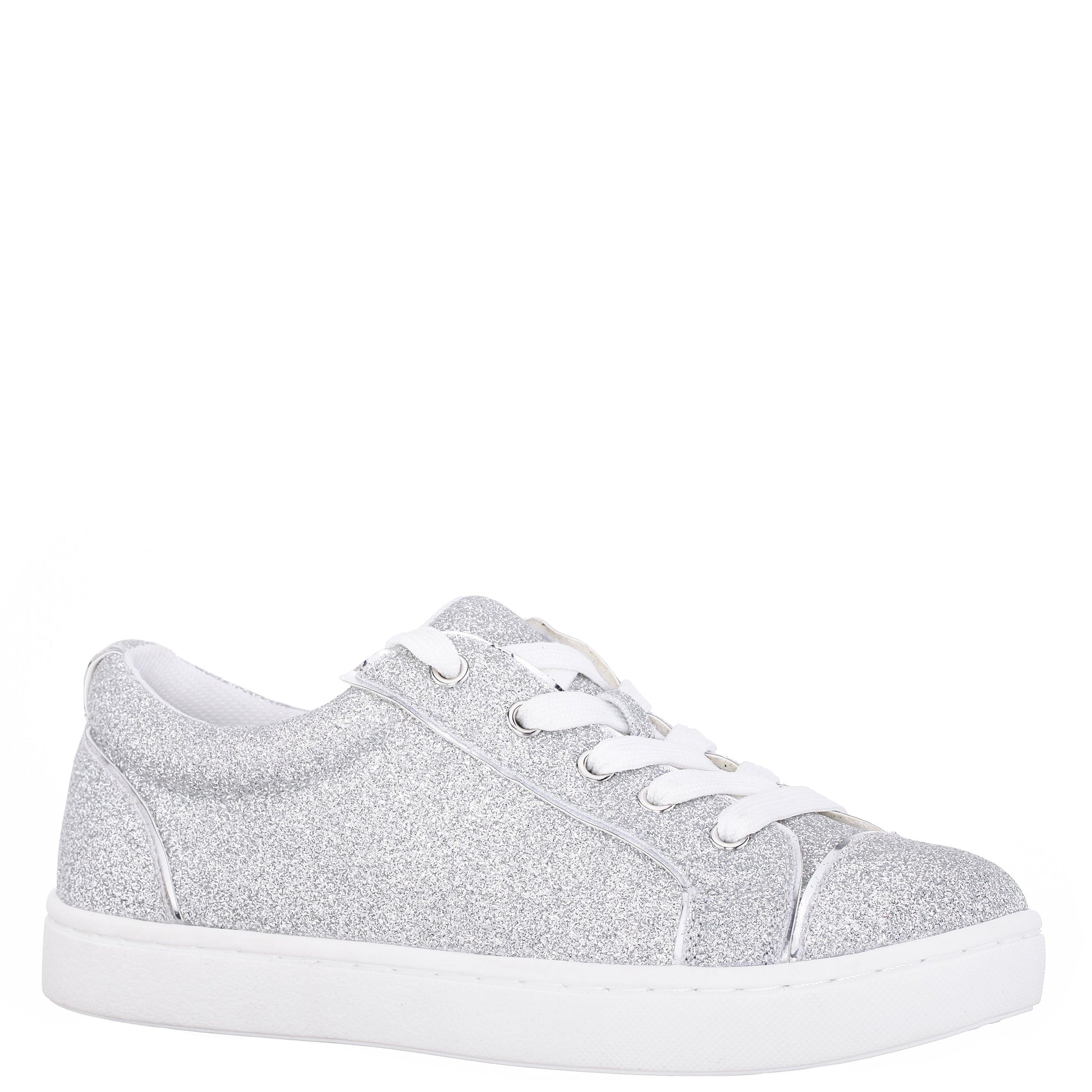 Girls Portia Silver Glitter Low Top Sneakers | Nina Shoes