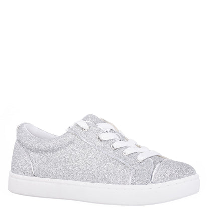 Girls Portia Silver Glitter Low Top Sneakers | Nina Shoes