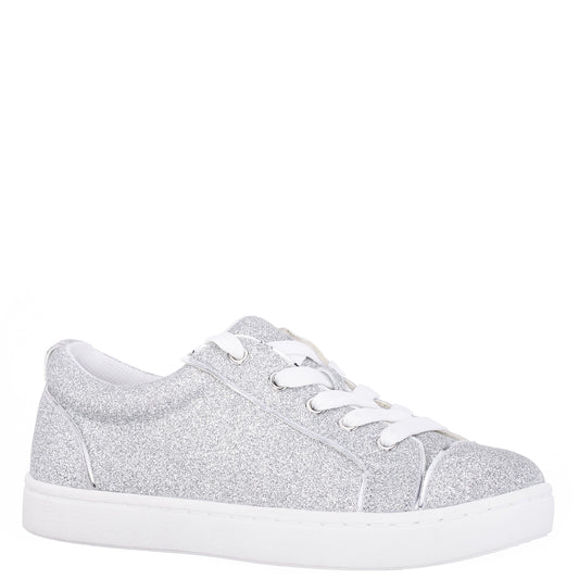 Girls Portia Silver Glitter Low Top Sneakers | Nina Shoes