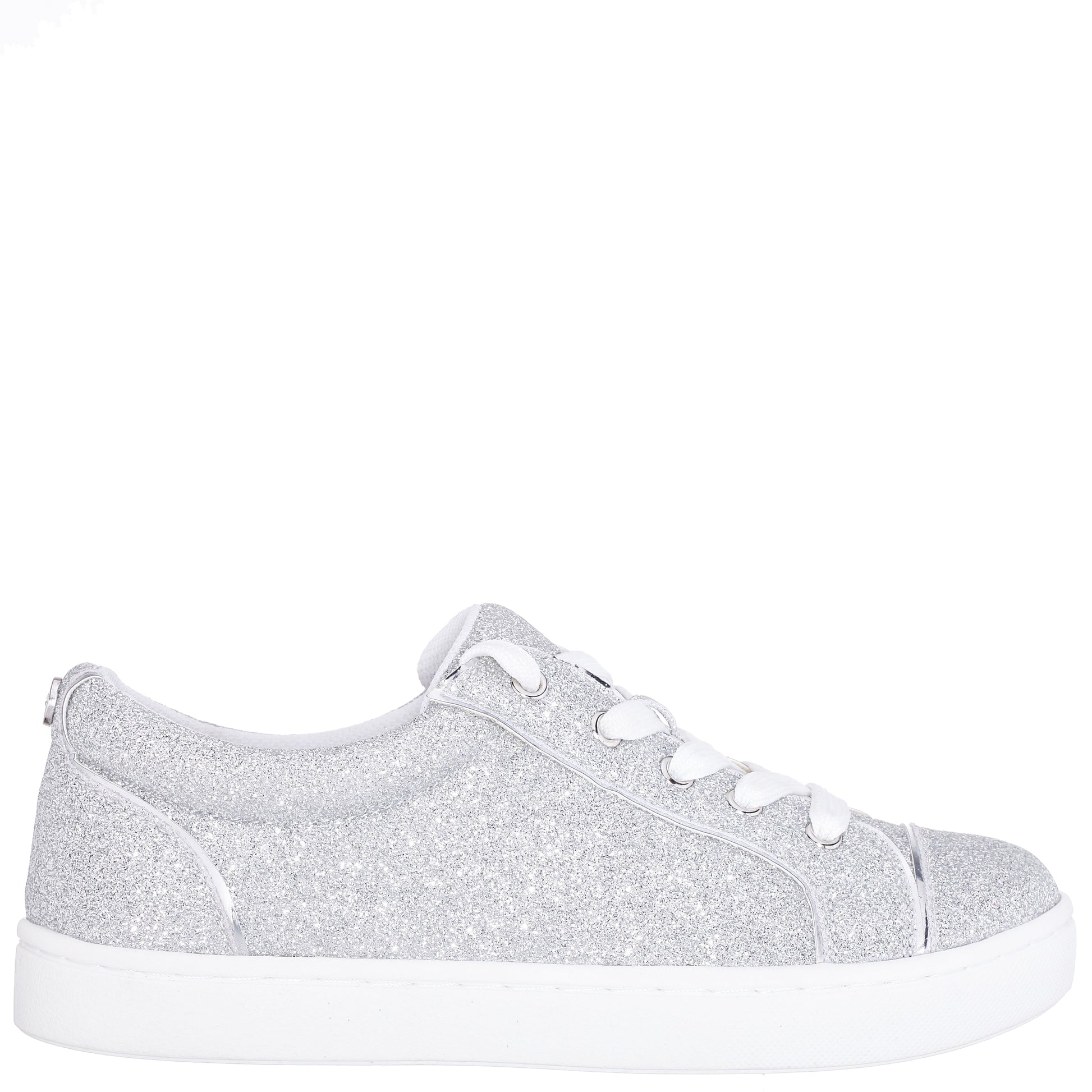 Girls Portia Silver Glitter Low Top Sneakers | Nina Shoes