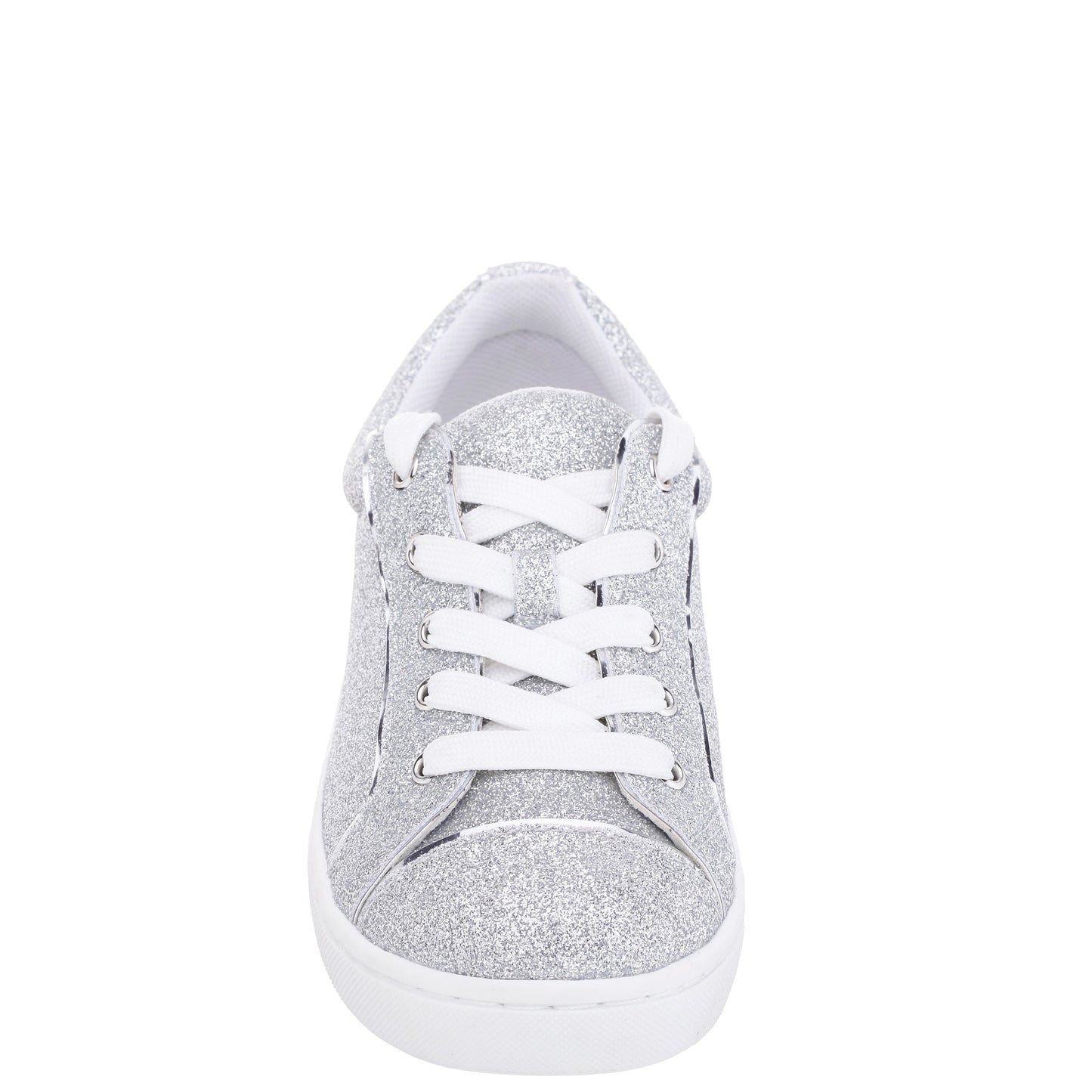 Girls Portia Silver Glitter Low Top Sneakers | Nina Shoes