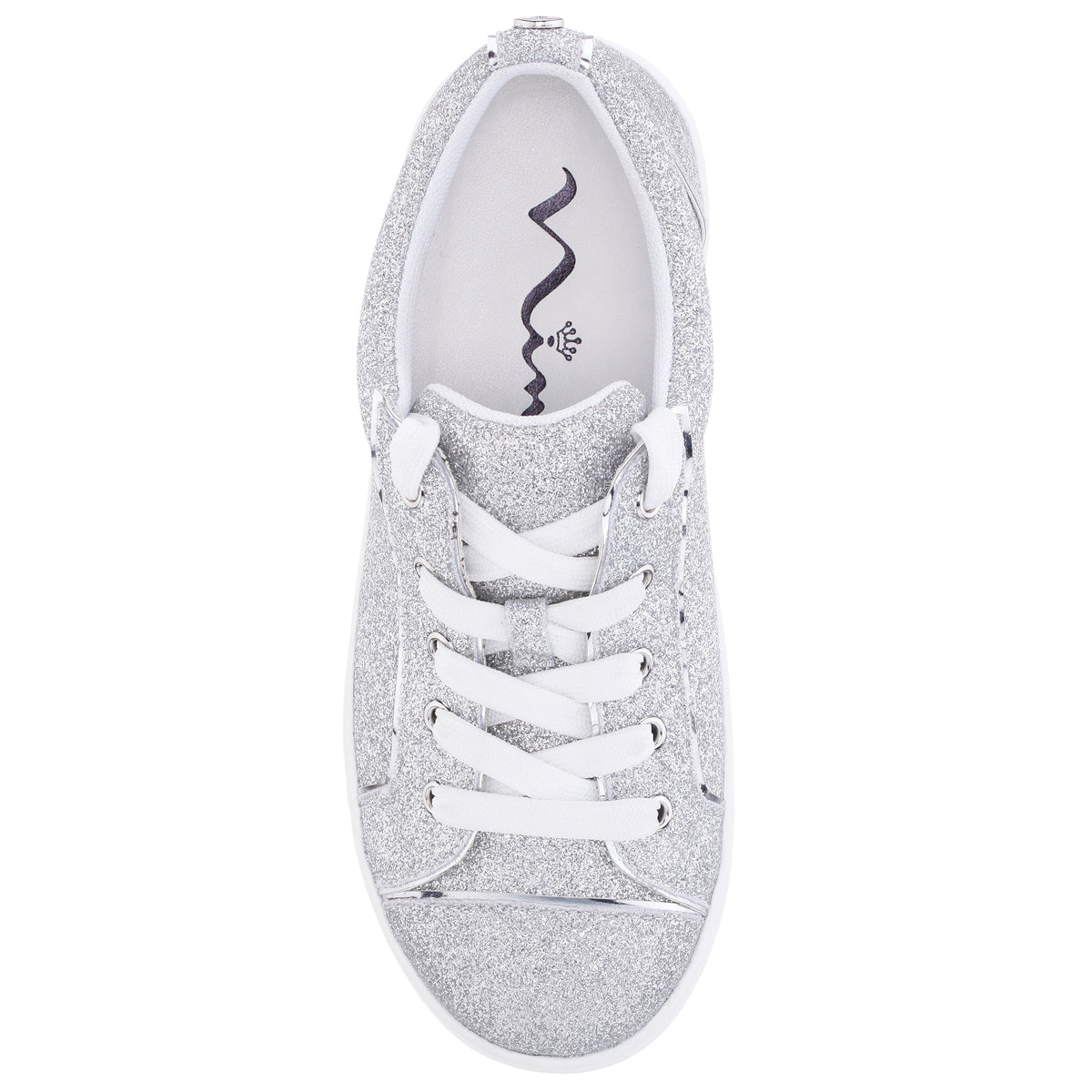 Girls Portia Silver Glitter Low Top Sneakers | Nina Shoes