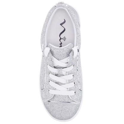 Girls Portia Silver Glitter Low Top Sneakers | Nina Shoes