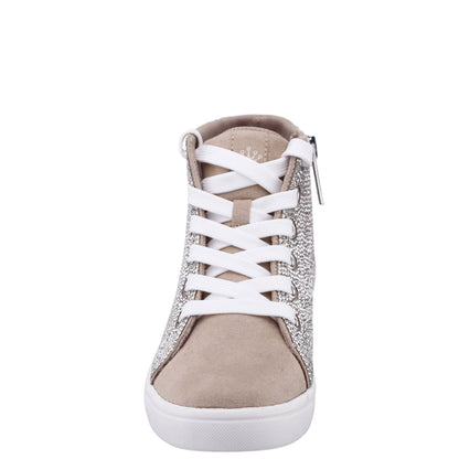 Girls Kula Tan Crystal Side Zip Hightop Sneaker | Nina Shoes