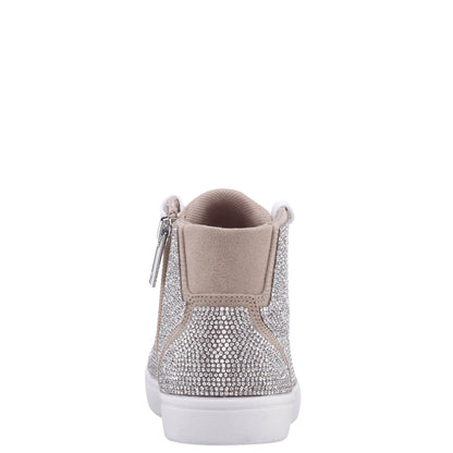 Girls Kula Tan Crystal Side Zip Hightop Sneaker | Nina Shoes