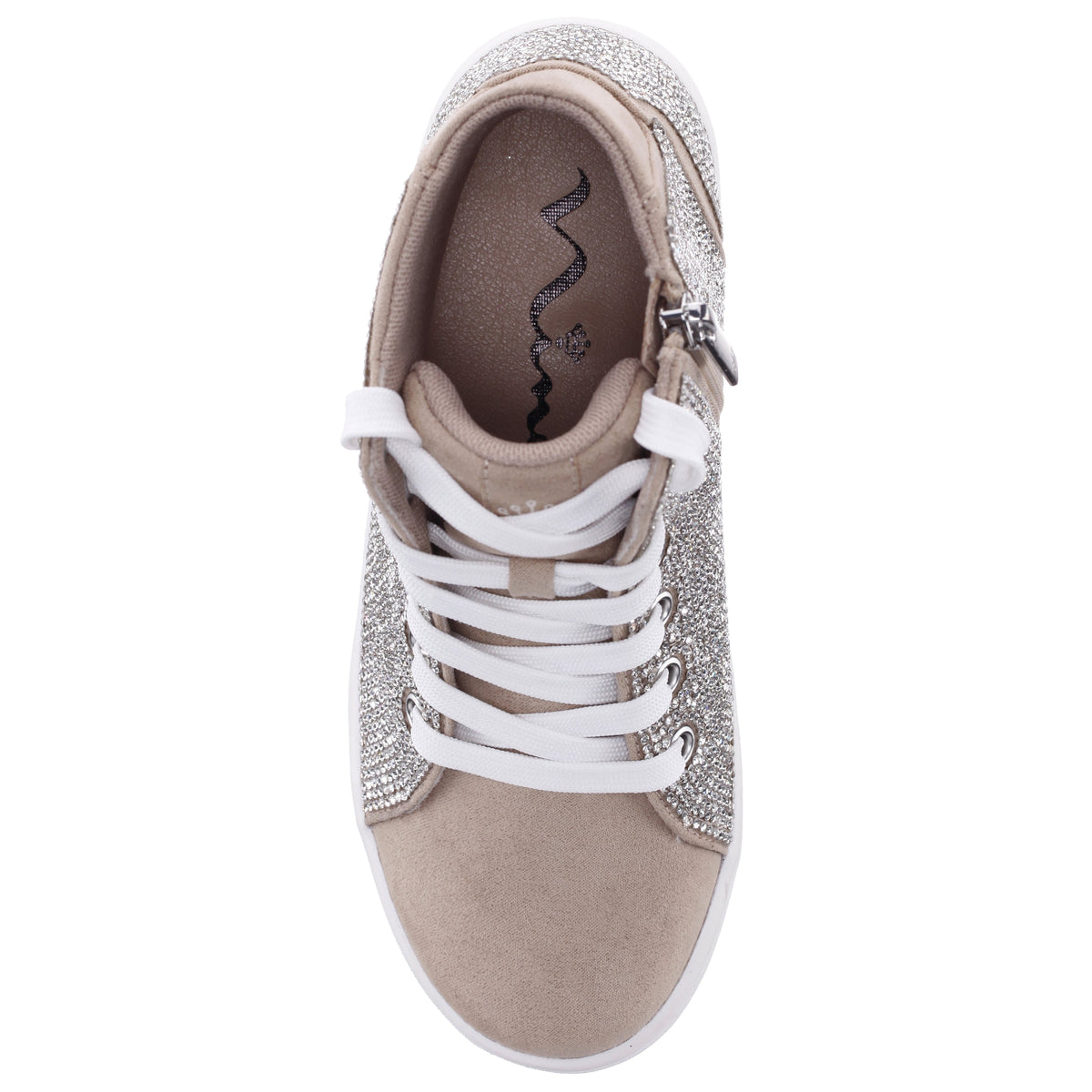Girls Kula Tan Crystal Side Zip Hightop Sneaker | Nina Shoes