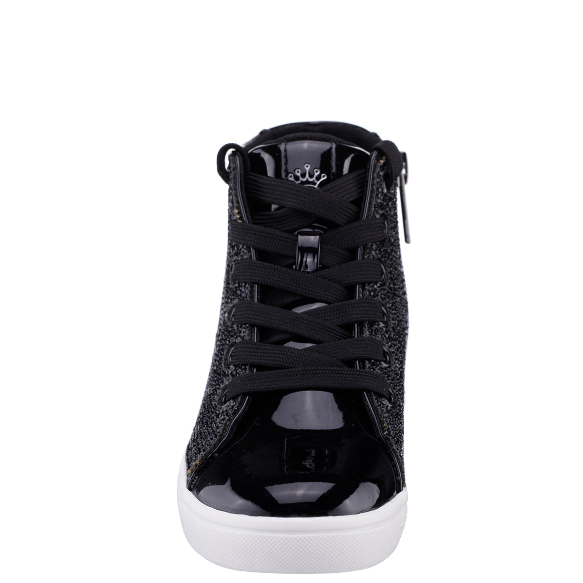Girls Kula Black Crystal Side Zip High Top Sneaker | Nina Shoes