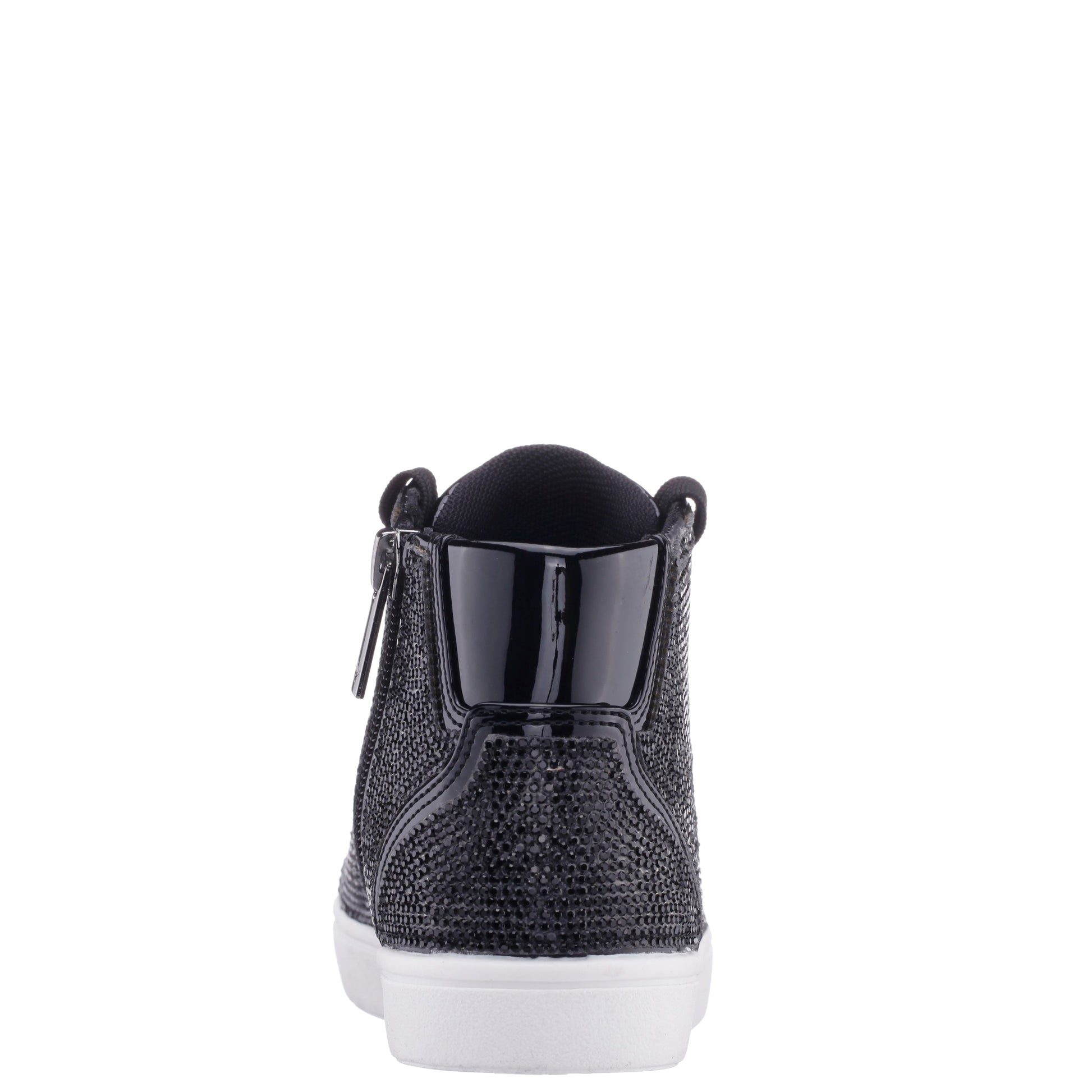 Girls Kula Black Crystal Side Zip High Top Sneaker | Nina Shoes