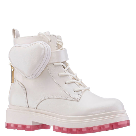 Girls Milly White Inside Zipe Boots w/Pouch | Nina Shoes