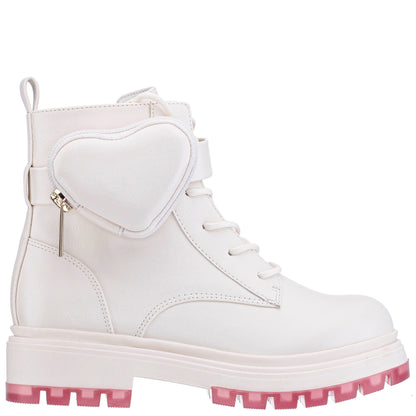 Girls Milly White Inside Zipe Boots w/Pouch | Nina Shoes