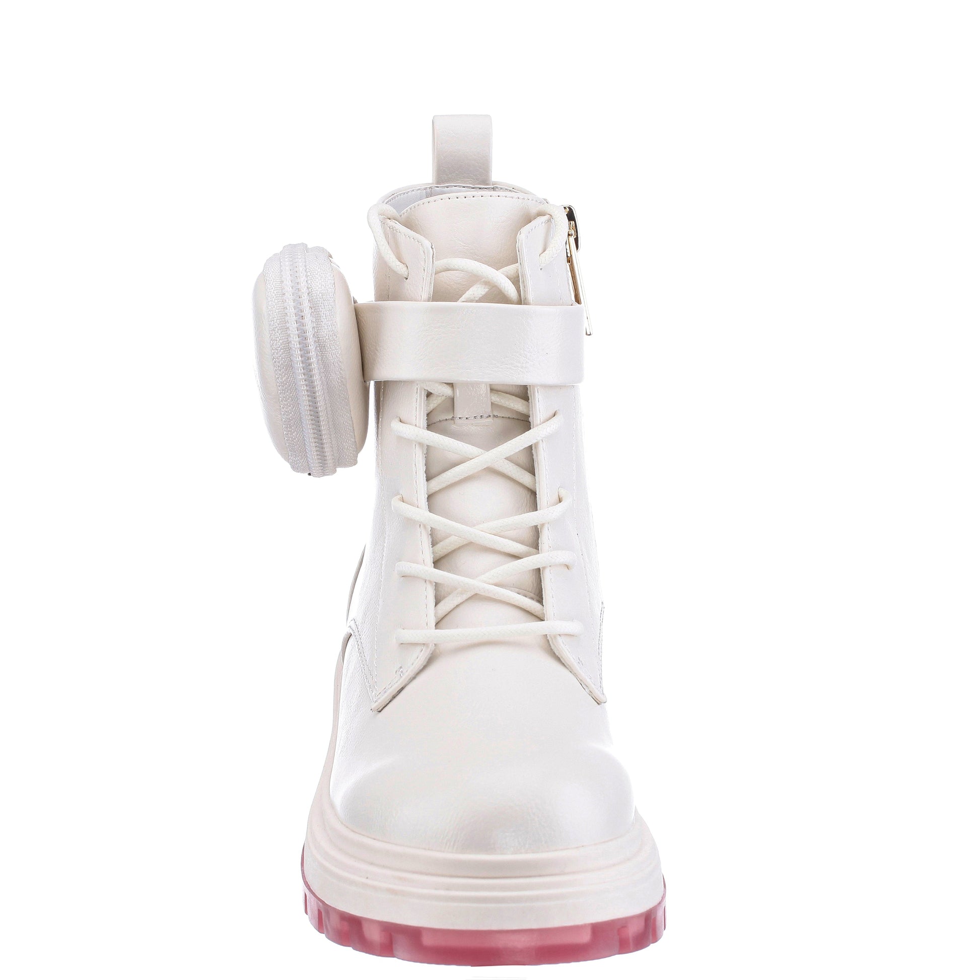 Girls Milly White Inside Zipe Boots w/Pouch | Nina Shoes