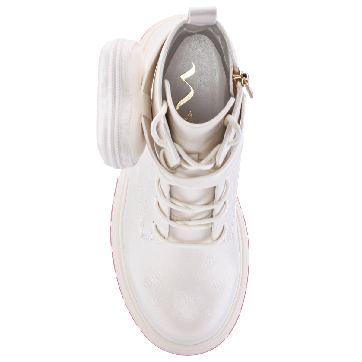 Girls Milly White Inside Zipe Boots w/Pouch | Nina Shoes