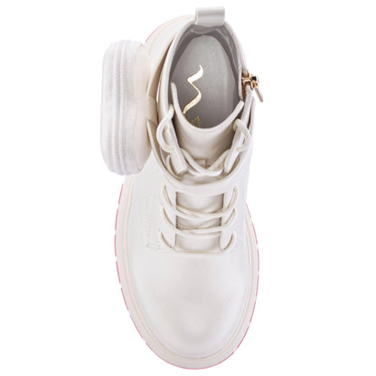Girls Milly White Inside Zipe Boots w/Pouch | Nina Shoes