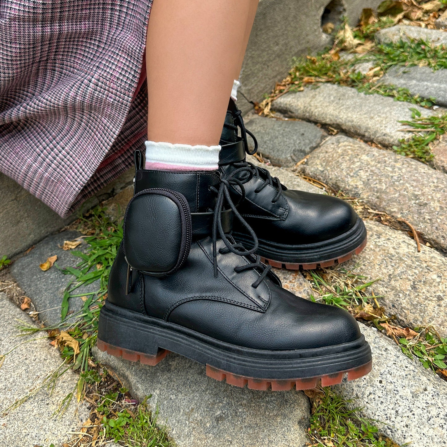 Girls Milly Black Inside Zip Boots w/Pouch | Nina Shoes