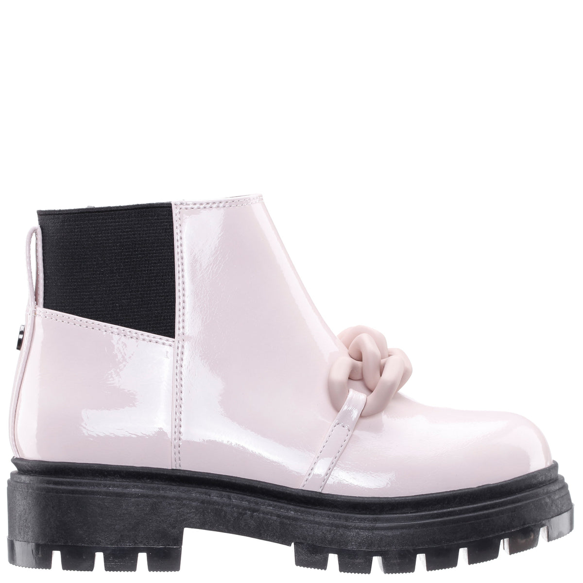 Girls Ocean Pink Crinkle Patent Side Zip boot | Nina Shoes