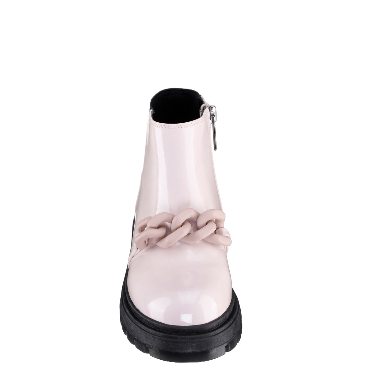 Girls Ocean Pink Crinkle Patent Side Zip boot | Nina Shoes