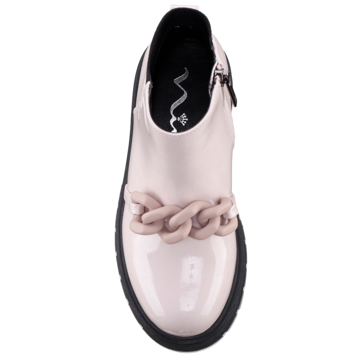 Girls Ocean Pink Crinkle Patent Side Zip boot | Nina Shoes