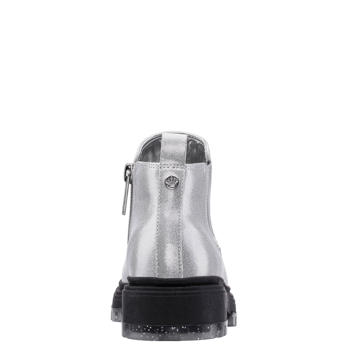 Girls Prisila Silver Metallic Inside Zip Ankle Boots | Nina Shoes