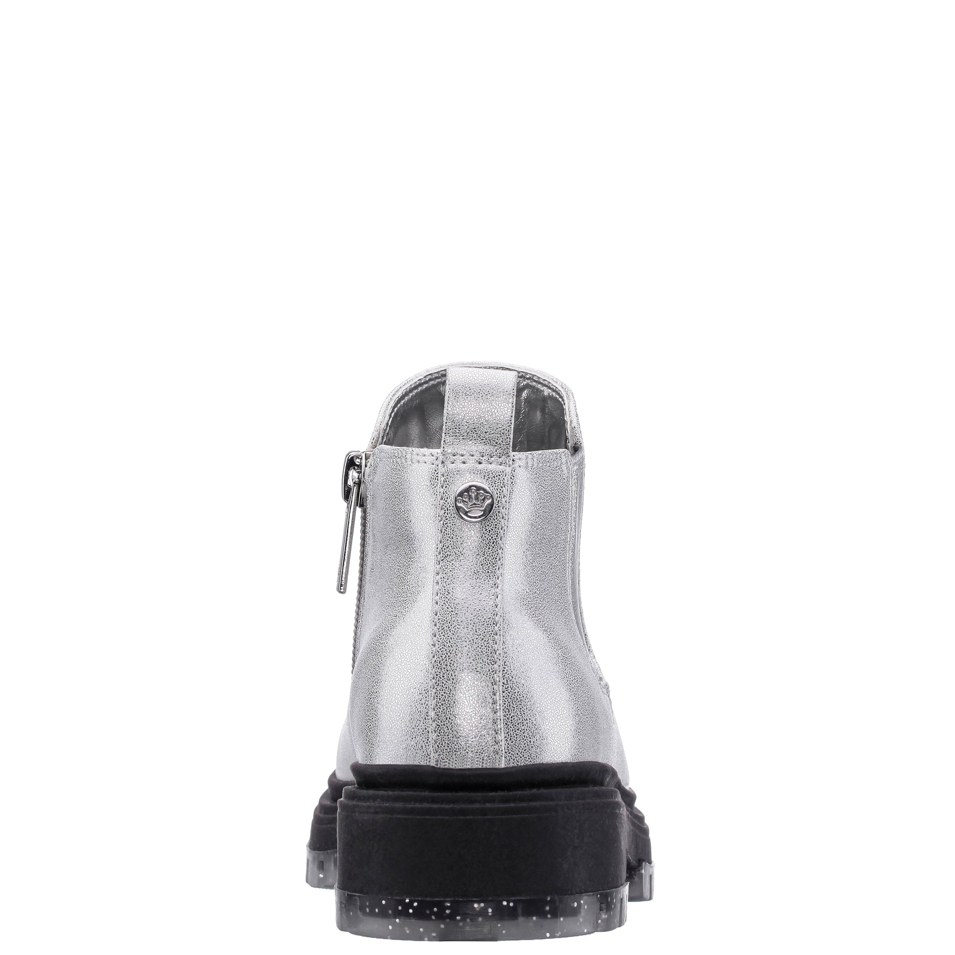 Girls Prisila Silver Metallic Inside Zip Ankle Boots | Nina Shoes
