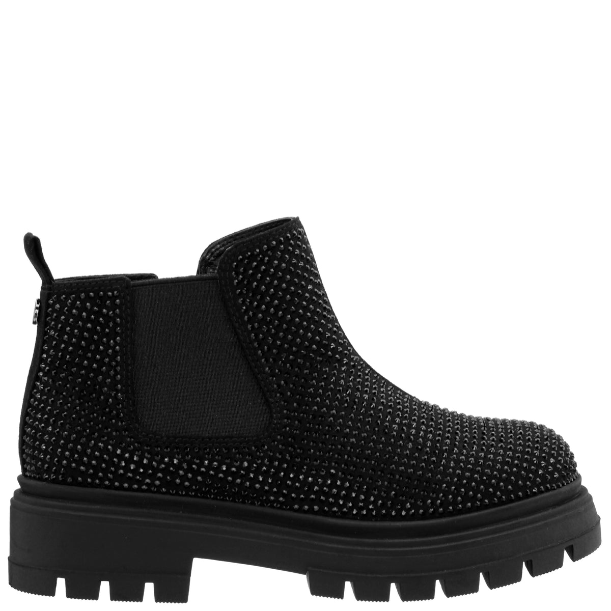 Girls Prisila2 Black Rhinestone Inside Zip Ankle Boots | Nina Shoes