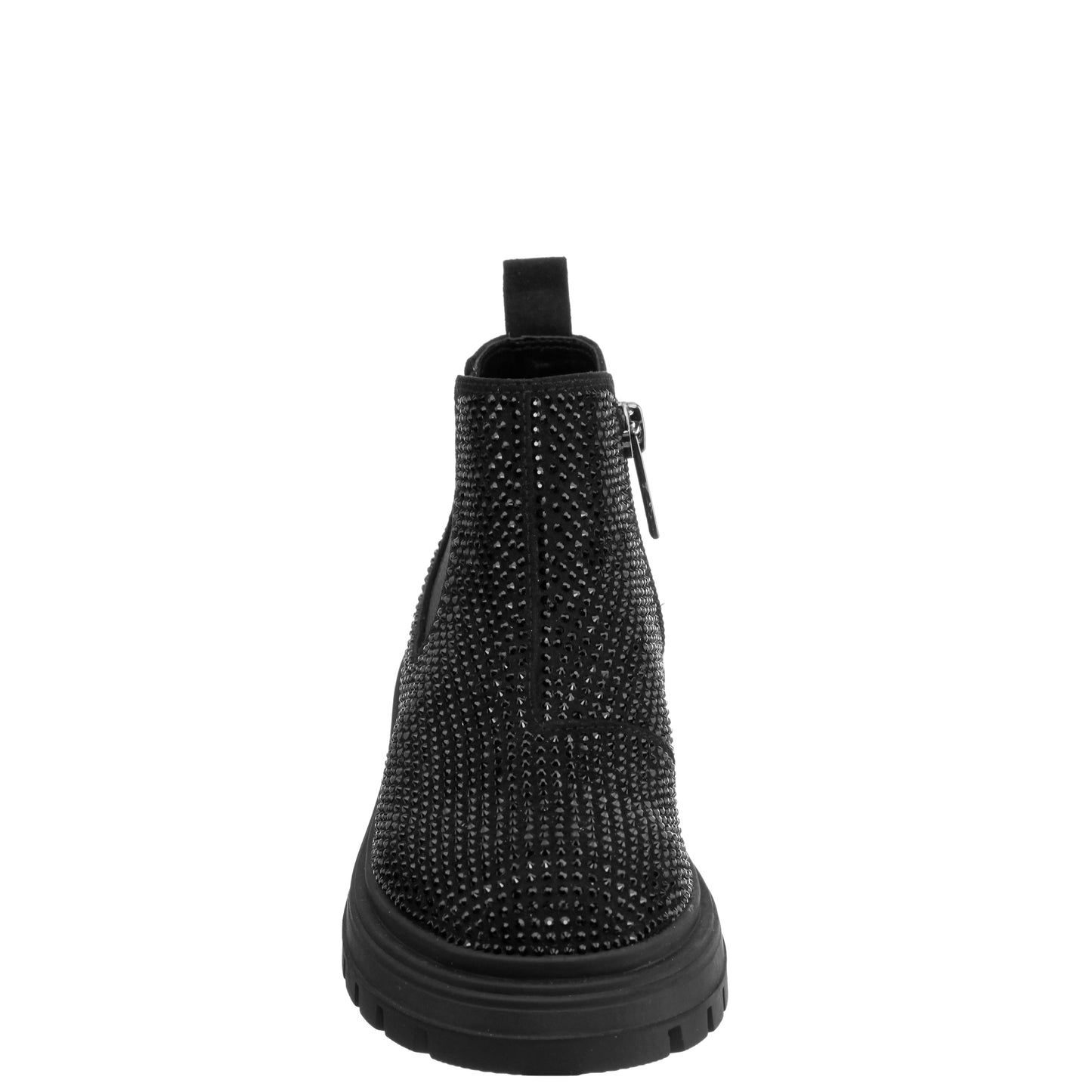 Girls Prisila2 Black Rhinestone Inside Zip Ankle Boots | Nina Shoes