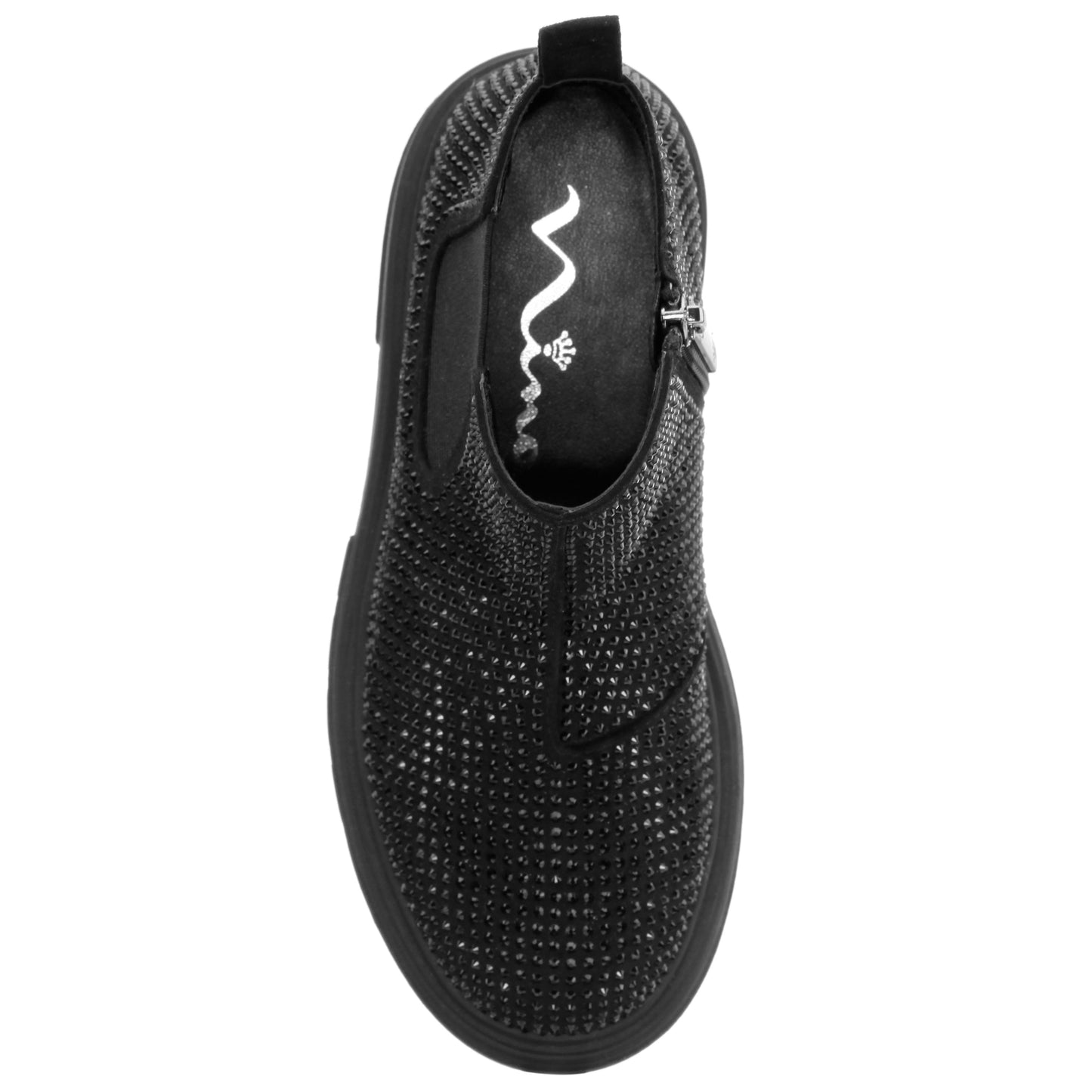 Girls Prisila2 Black Rhinestone Inside Zip Ankle Boots | Nina Shoes