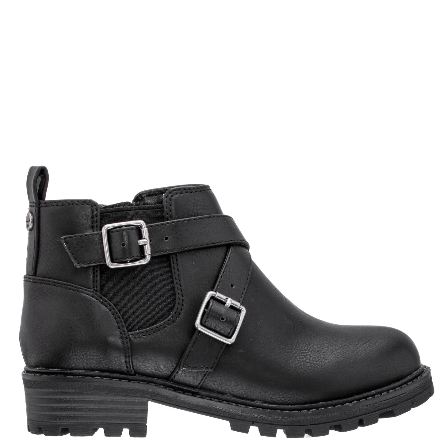 Girls Kylee Black Side Zip Buckle Boots | Nina Shoes