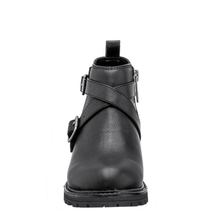 Girls Kylee Black Side Zip Buckle Boots | Nina Shoes