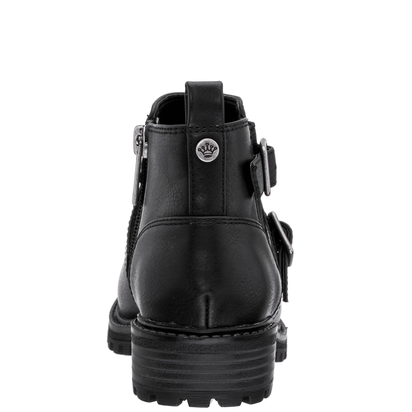 Girls Kylee Black Side Zip Buckle Boots | Nina Shoes