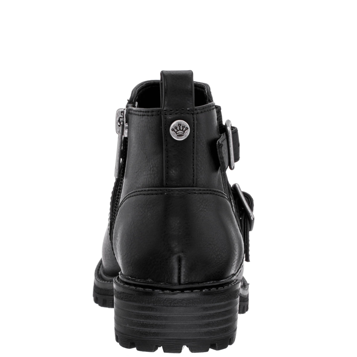 Girls Kylee Black Side Zip Buckle Boots | Nina Shoes