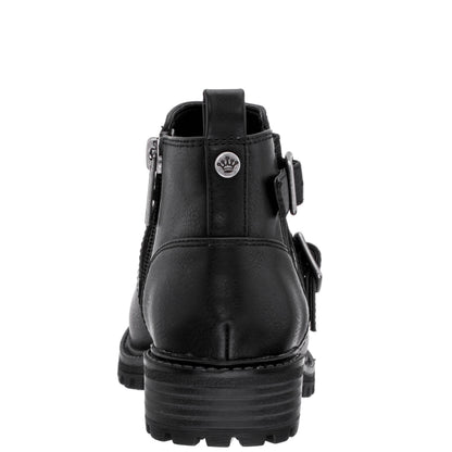 Girls Kylee Black Side Zip Buckle Boots | Nina Shoes