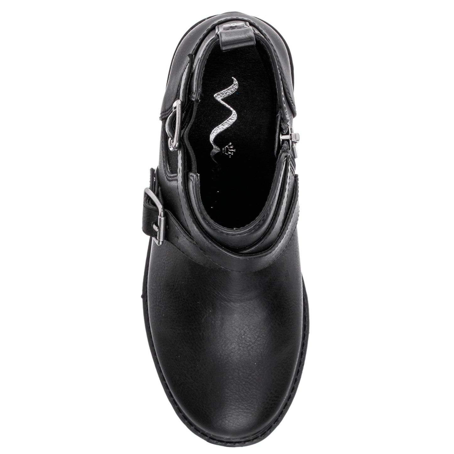 Girls Kylee Black Side Zip Buckle Boots | Nina Shoes