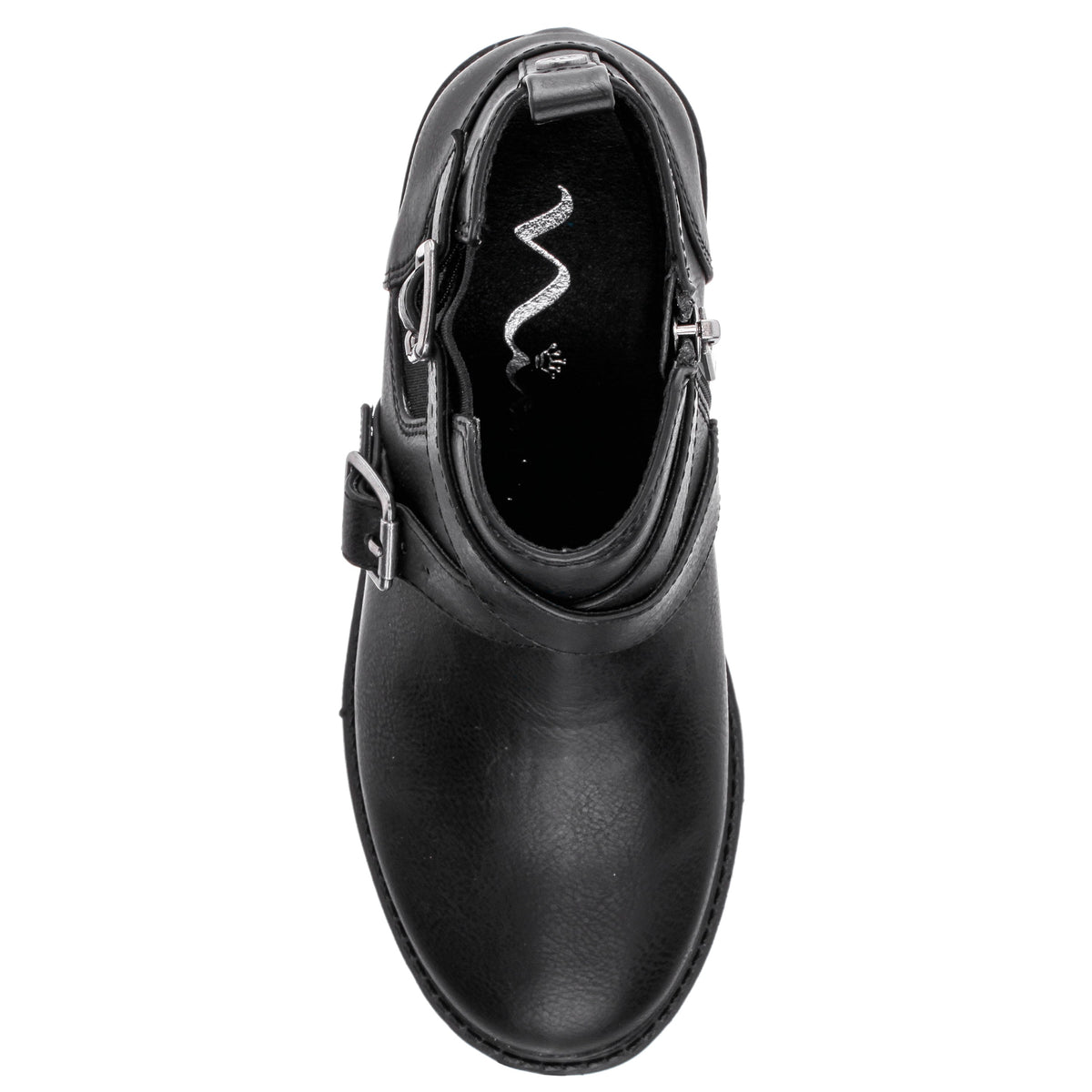 Girls Kylee Black Side Zip Buckle Boots | Nina Shoes