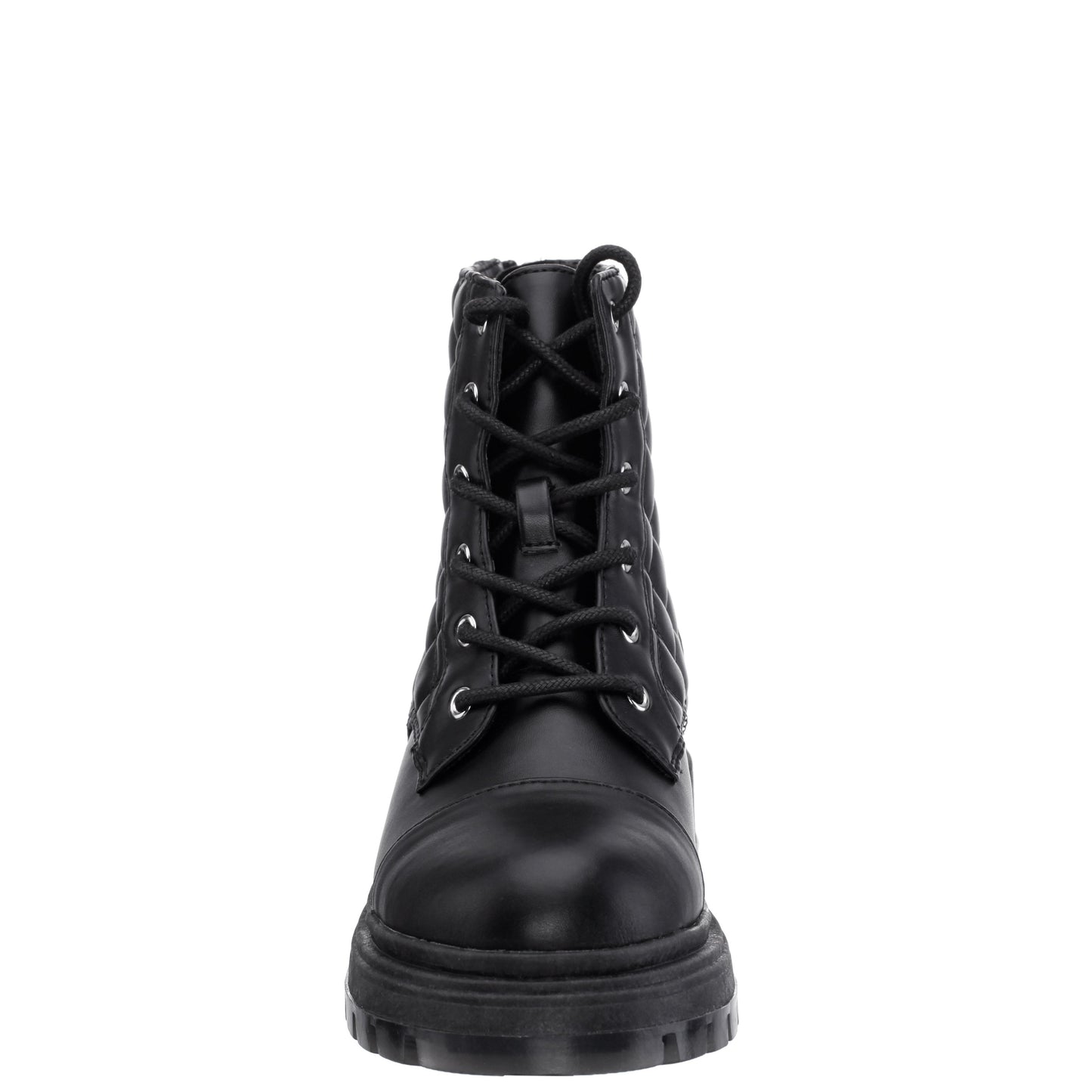 Girls Diana Balck Quilted Back Zip Combat Boots | Nina Shoes