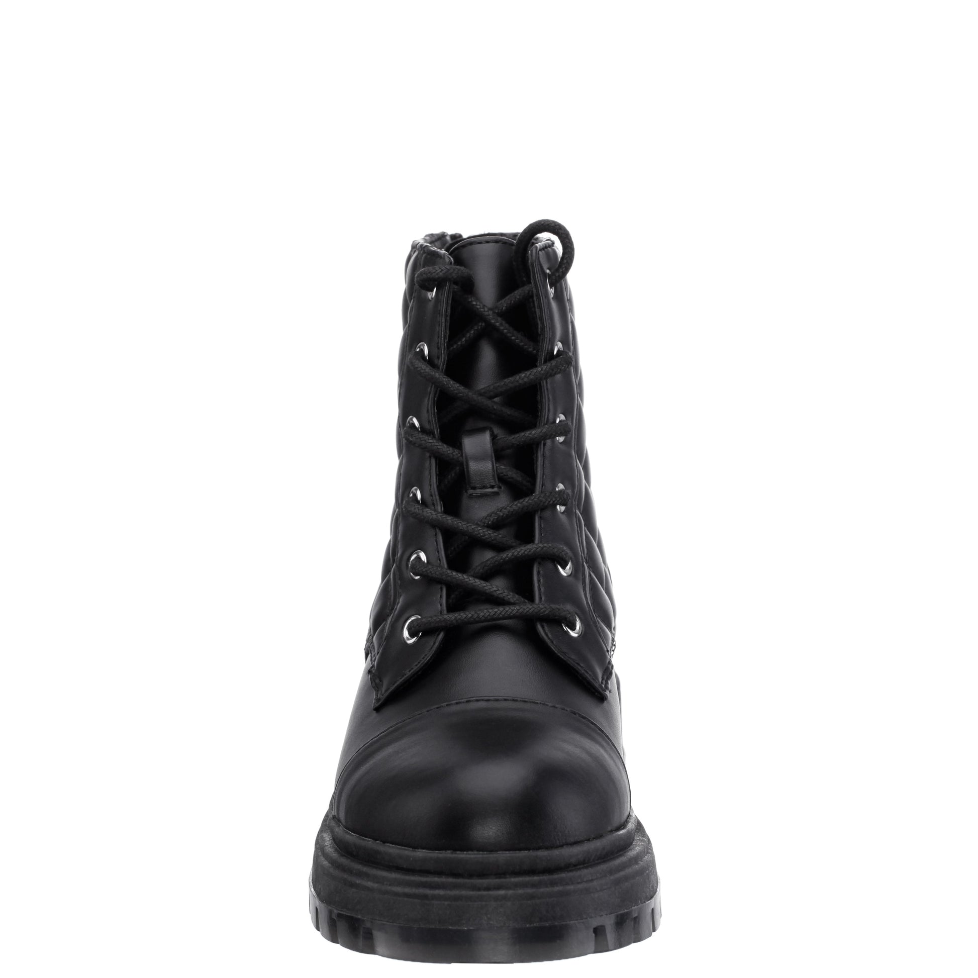 Girls Diana Balck Quilted Back Zip Combat Boots | Nina Shoes