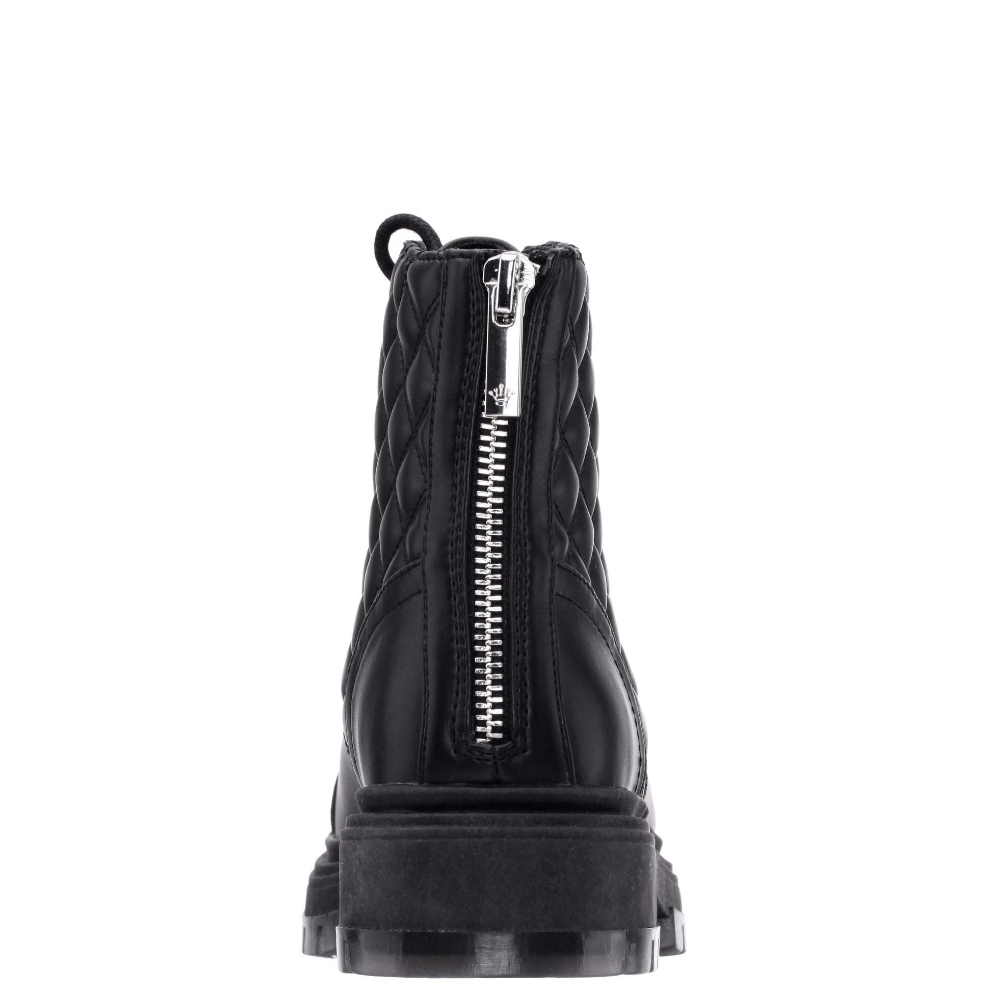 Girls Diana Balck Quilted Back Zip Combat Boots | Nina Shoes