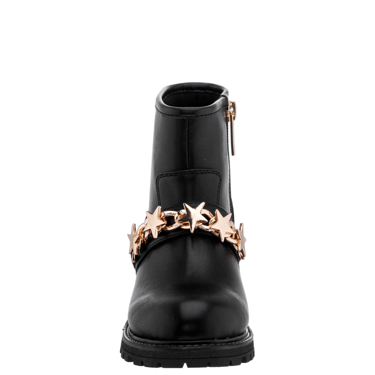 Girls Jennie Black Star Buckle Biker Boots | Nina Shoes